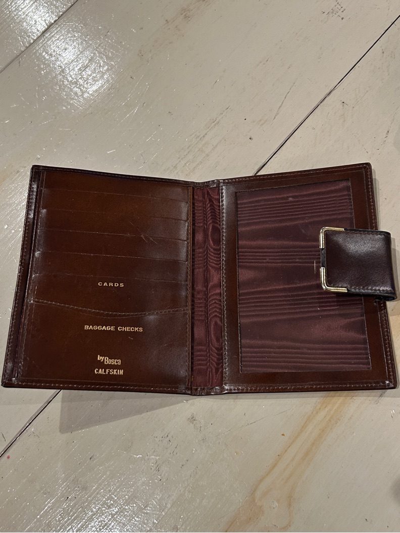 Bosca Brown Leather Card  Passport Holder With Snap